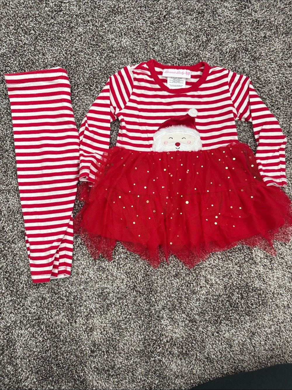 Bonnie Baby Red and White Santa Stripe Tutu Matching Set